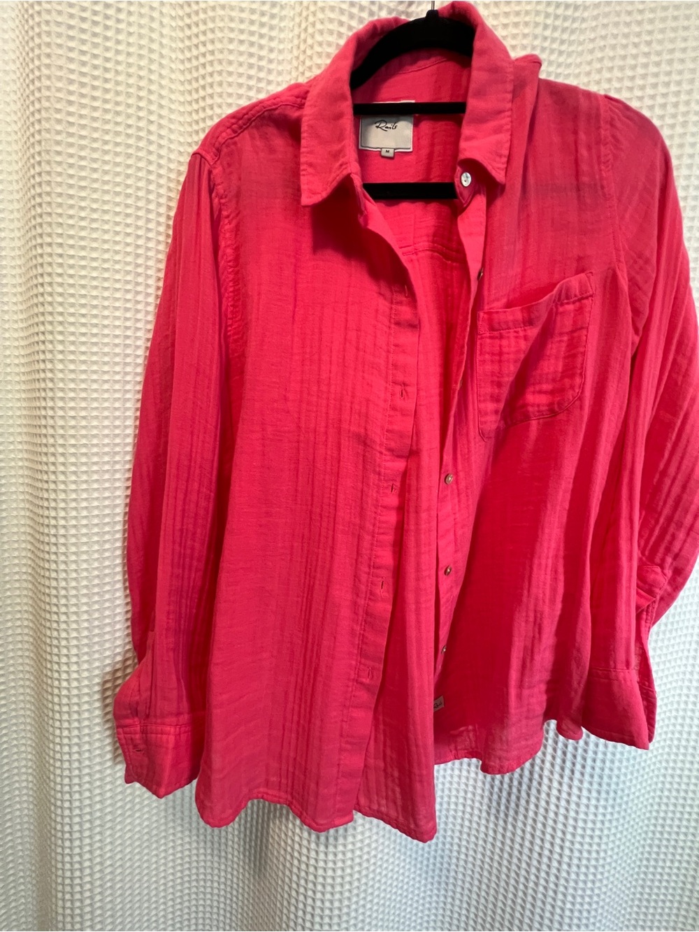 Rails -Gauze/cotton light weight relaxed Button-Front Women’s Top in Bright Pink